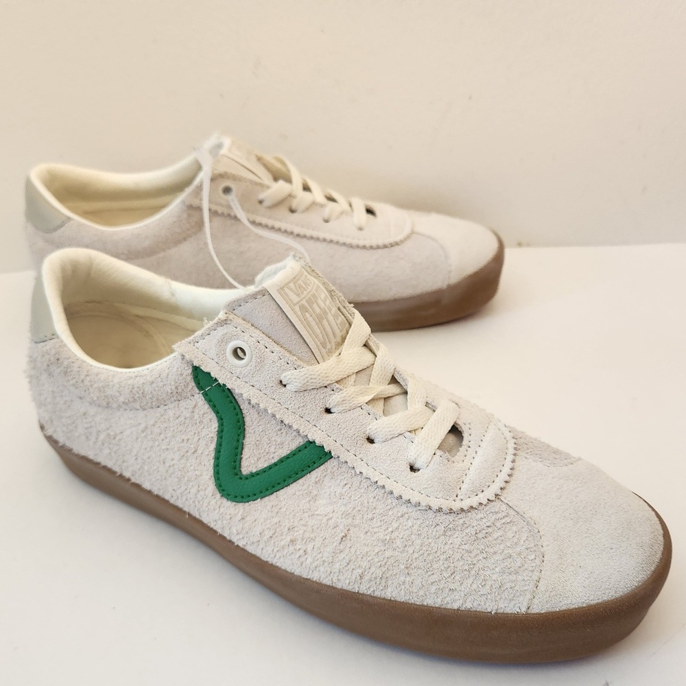 Vans Sport Low Suede Sneakers Off White Green V Gum Sole Wmns 10 Mens 8.5 Skate
